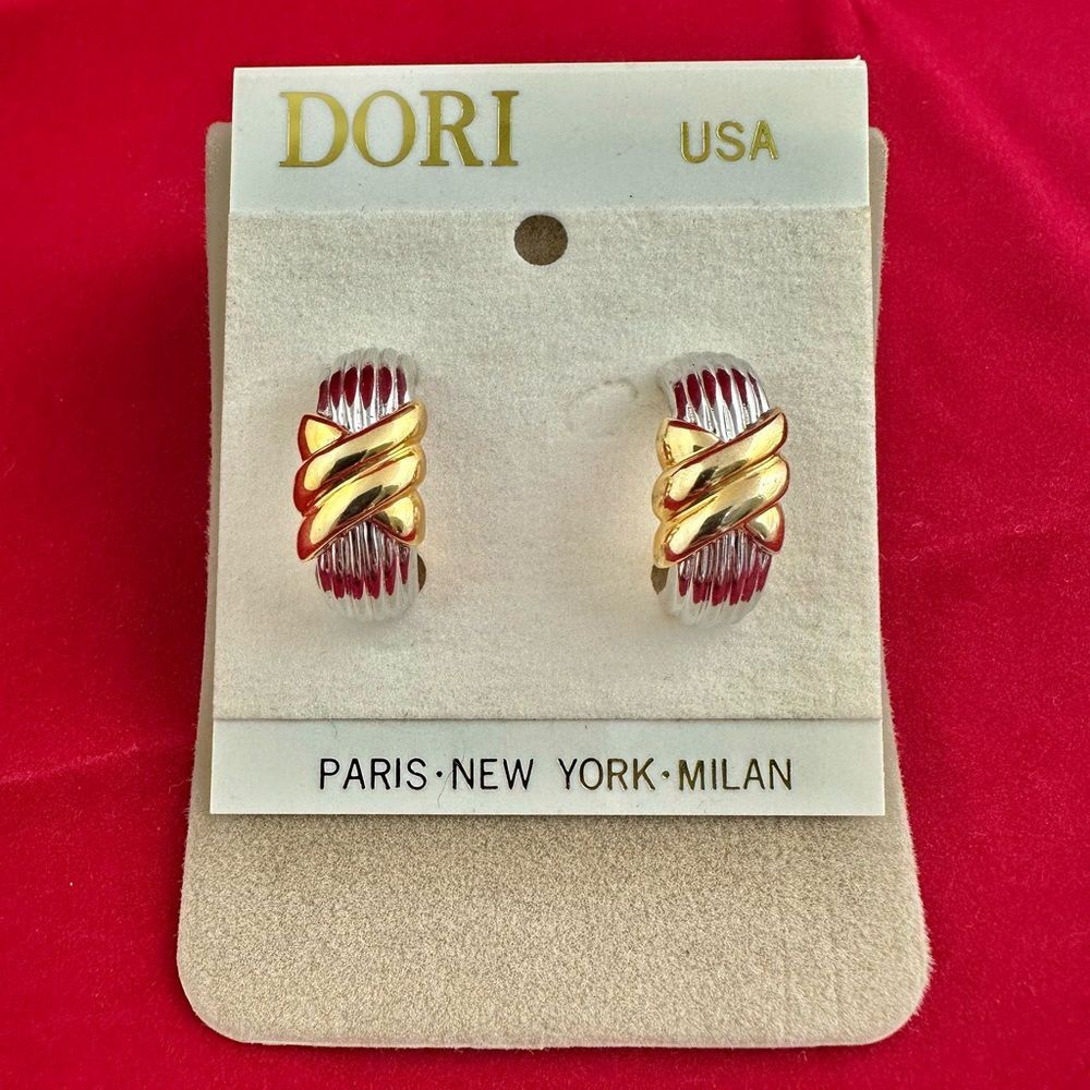 Dori Silver & Gold Tone Clip On Earrings Jewelry 1 in